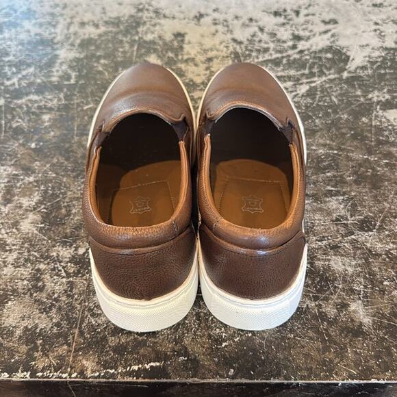 Mens Thomas and Vine Brown Leather Slip On Sneakers Size 9.5 - Picture 3 of 8